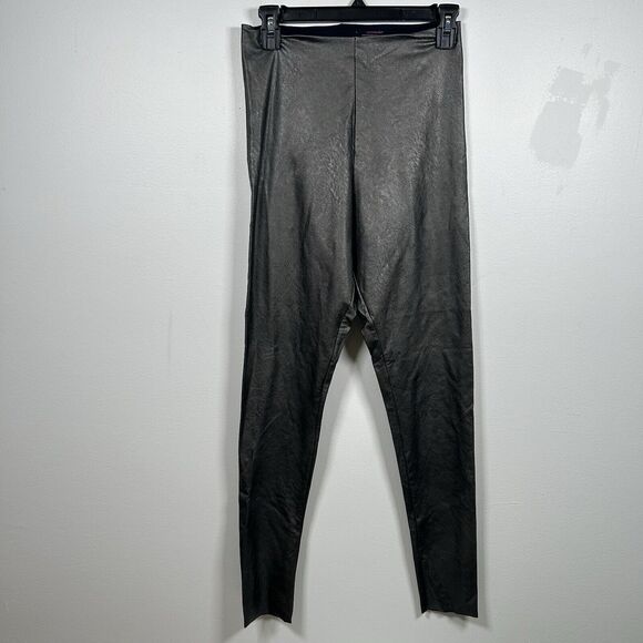 Commando Perfect Control High Rise Black Metallic Faux Leather Leggings Sz Large - Picture 1 of 6